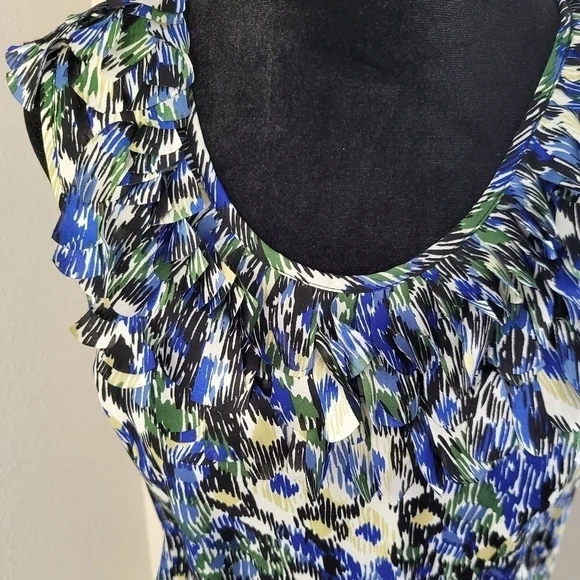 Chadwicks Sleeveless Blue and Green Summer Top Women's Size 4 - Picture 2 of 7